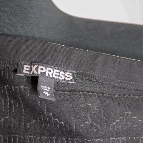 Express Mini Skirt Tribal Sequin Print Black White Silver Size XS - Picture 5 of 5